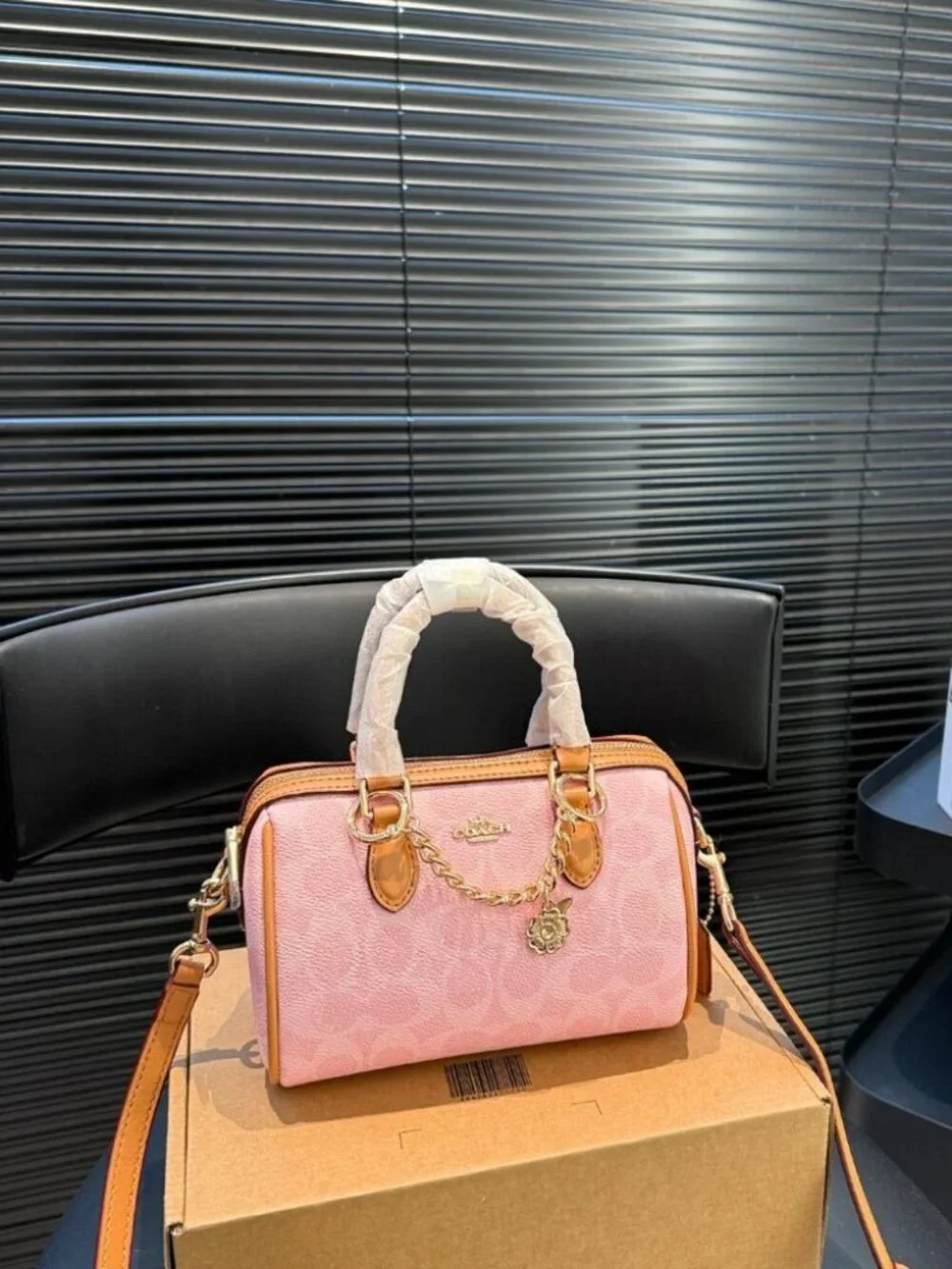 COACH Mini Rowan Crossbody Bag In Signature With Charms (CEK79) powder pink - Picture 2 of 5